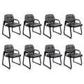 Clatina Waiting Room Chairs No Wheels with Padded Arms Leather Guest Chair for Office Reception and Conference Desk with Sled Base Black, 8pk