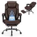 Linting Plus Size Leather Recliner Office Desk Chair with Foot Rest Brown, Large(400lbs), Dark Brown