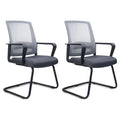 Clatina Office Guest Chair with Lumbar Support and Mid Back Mesh Space Air Grid Series for Reception Conference Room Gray 2 Pack, Grey