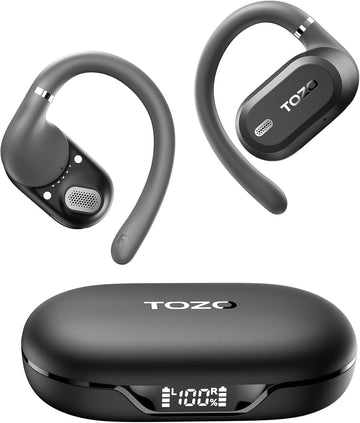 TOZO OpenWear Open Ear Earbuds, AI Translation Earbuds Real Time 145+ Languages, 60H Translator Ear Buds Audifonos Traductores Inglés Español, Bluetooth Headphones 5.4 with Smart Display for Office