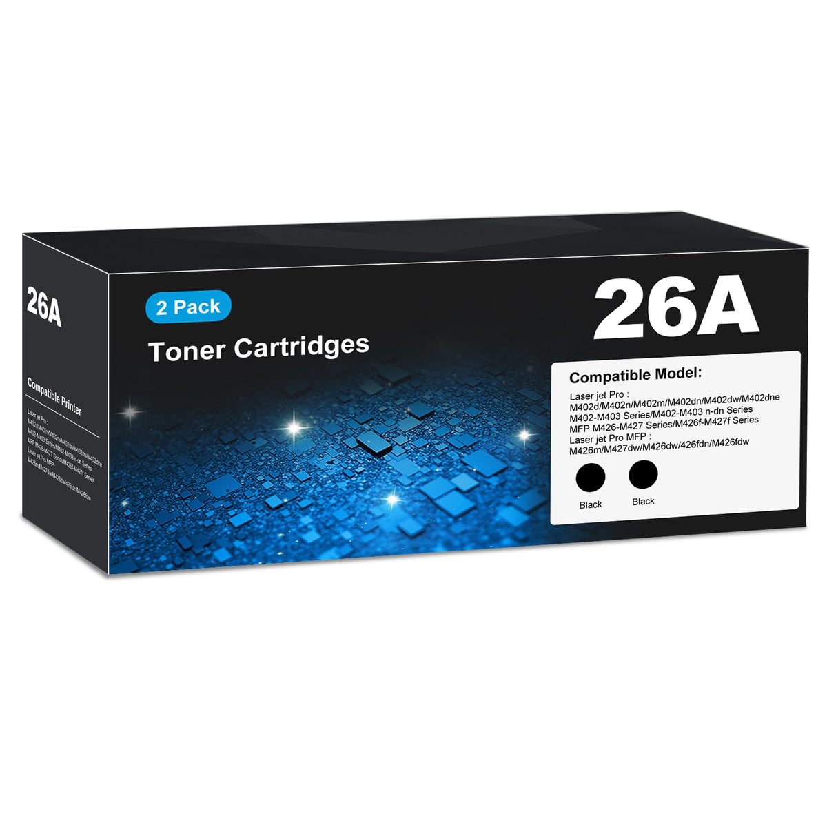 CF226A 26A Toner Cartridges Black (2-pack) for HP 26A 26X CF226X, Laser Jet M402n M426fdw Toner Cartridges, CF226 for Laser Jet pro M402n M426fdw M402dn M402dw M402m Pro MFP M427dw M426dw M426fdn