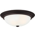 DESIGNERS FOUNTAIN Reedley 3-Lights Flush Mount Ceiling Light, 15 Inch Lighting Fixture for Kitchen, Bedroom, Bathroom, and Hallway, Oil Rubbed Bronze with Etched Glass, 1257L-ORB-W