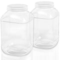 ZOOFOX 2 Pack Clear Plastic Jars, 1.5 Gallon Square Storage Containers with Screw-On Lids, Refillable Empty Jars for Kitchen & Household Storage of Dry Goods, Peanut, Candy, Airtight