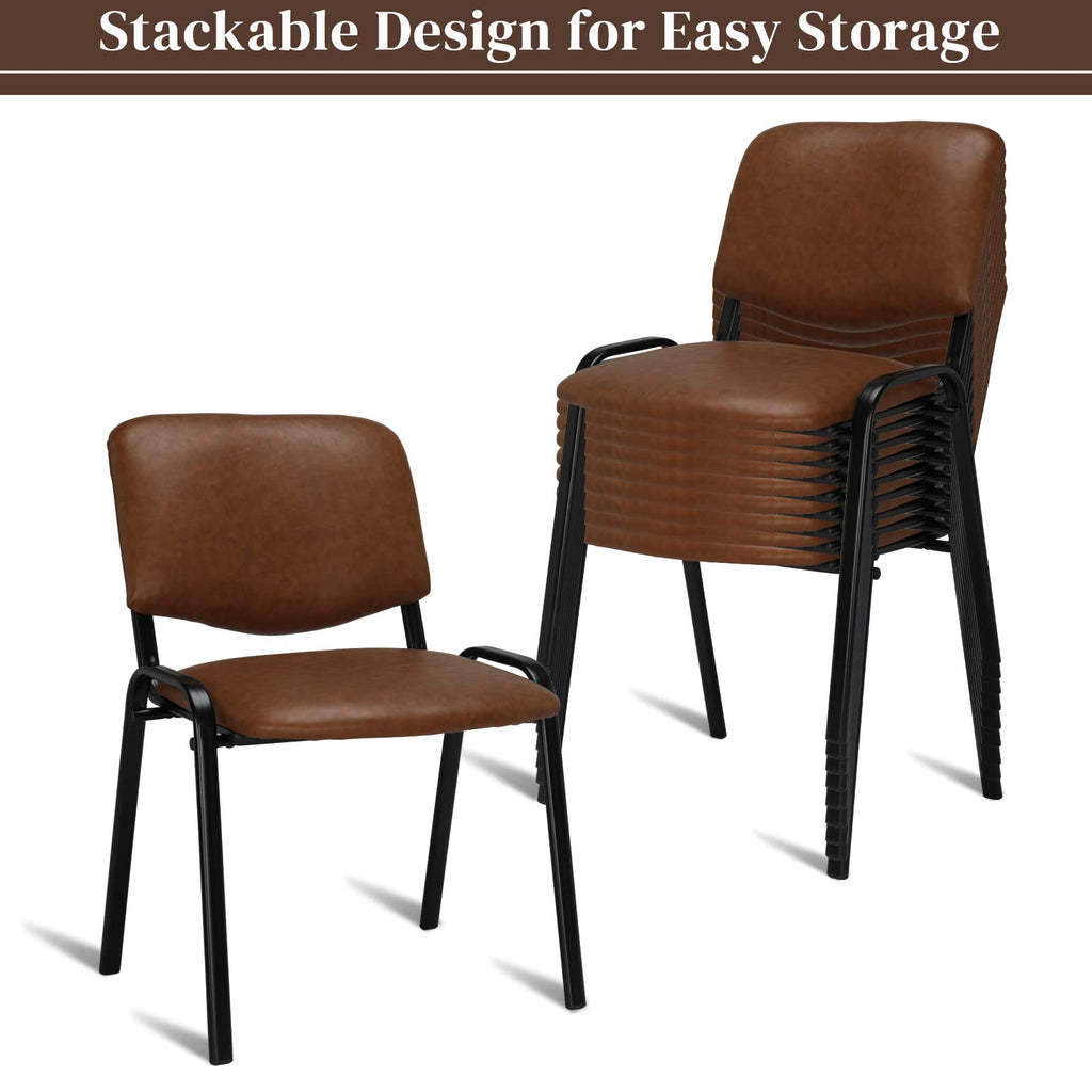 Vingli 10-pack Waiting Room Chairs, Stackable Chair for Office, Pu-rustic