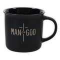 Christian Art Gifts Microwave & Dishwasher Safe Ceramic Coffee Mug: Man of God Bible Verse, Encouraging Gift for Men, Grads & Pastors, Engraved Cross Design, Sturdy Easy Hold Handle, Black, 13 oz.