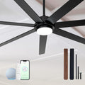 Minislak 65 Inch Black Smart Ceiling Fan with Light and Remote via WIFI Alexa APP Control,Dimmable,Quiet DC Motor Indoor Outdoor Ceiling Fans for Patios or Bedroom