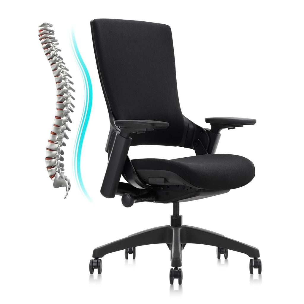 Clatina Office Chair Swivel Executive Chair, Adjustable Ergonomic Computer Chair with 3d Armrest and Lumbar Support, Fabric Backrest Task Chair