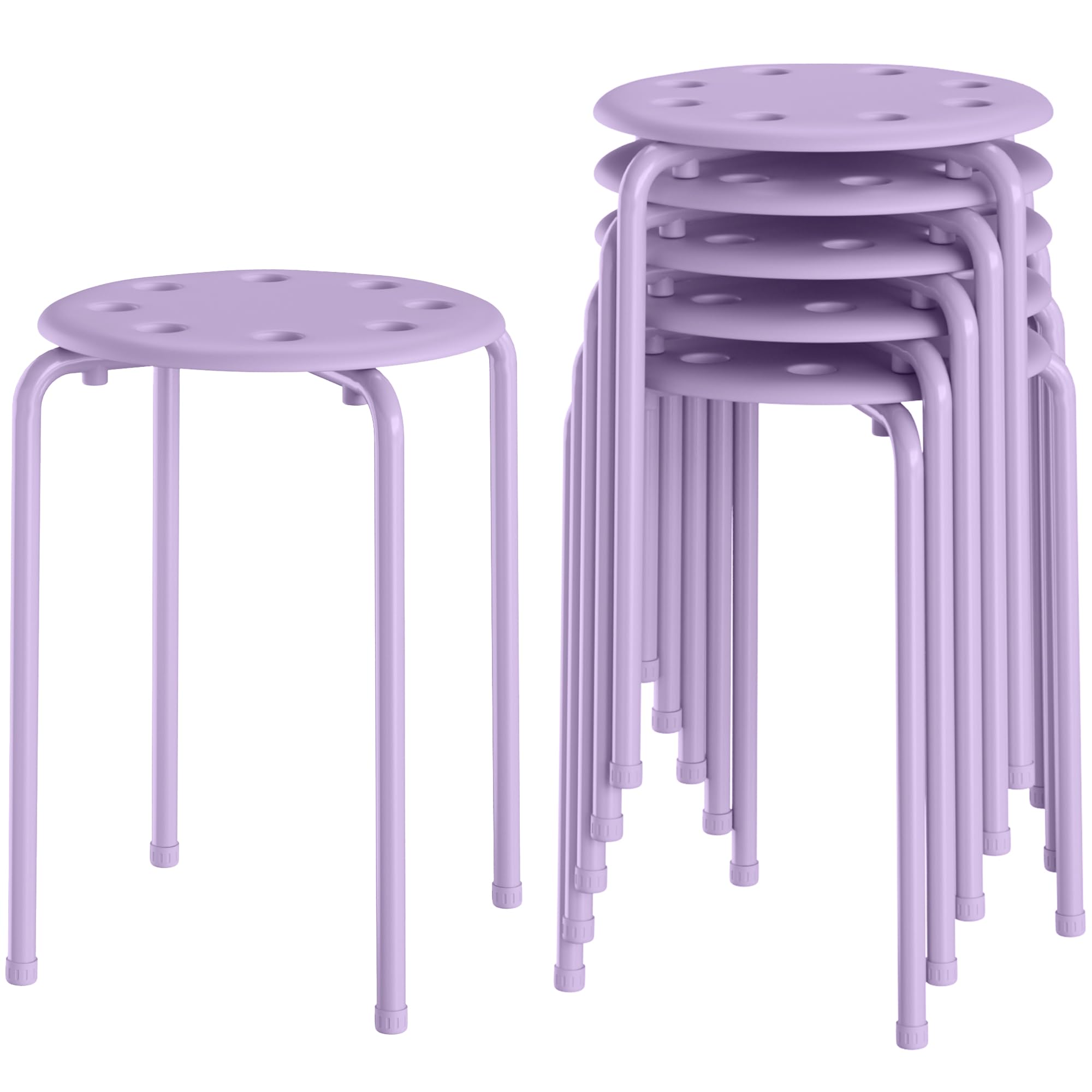 Vecelo 6-piece Stacking Stools, 17.7 Inch Standard Height, Portable Stackable Colorful Decoration Stools for School Classroom and Office Use,