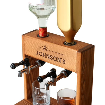 Personalized Wooden Whiskey Decanter, Liquor Dispenser, Walnut Alcohol Pourer Station, Engagement Gift, Newlywed Present, Couple First Christmas Gift Idea