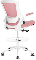 Misolant Tall Office Chair, Drafting Chair for Standing Desk, High Office Chair with Adjustable Lumbar Support, Flip-up Arm and Footrest Ring,