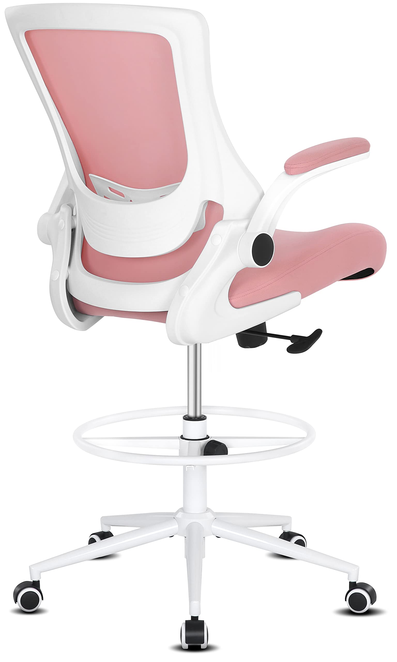 Misolant Tall Office Chair, Drafting Chair for Standing Desk, High Office Chair with Adjustable Lumbar Support, Flip-up Arm and Footrest Ring,