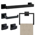 JOPOFI 5 Piece Bathroom Towel Bar Set - Thicken Stainless Steel Bath Towel Holder, 15.7 Inch Towel Racks for Bathroom Wall Mounted, Bathroom Hardware Accessories Set - Matte Black