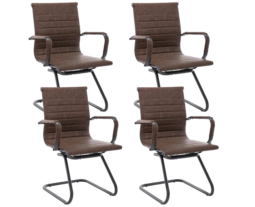 Cimota Waiting Room Chairs Set of 4 Leather Office Guest Chair Mid Back Reception Chairs with Sled Base for Meeting/patient/conference Room,