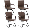 Cimota Waiting Room Chairs Set of 4 Leather Office Guest Chair Mid Back Reception Chairs with Sled Base for Meeting/patient/conference Room,