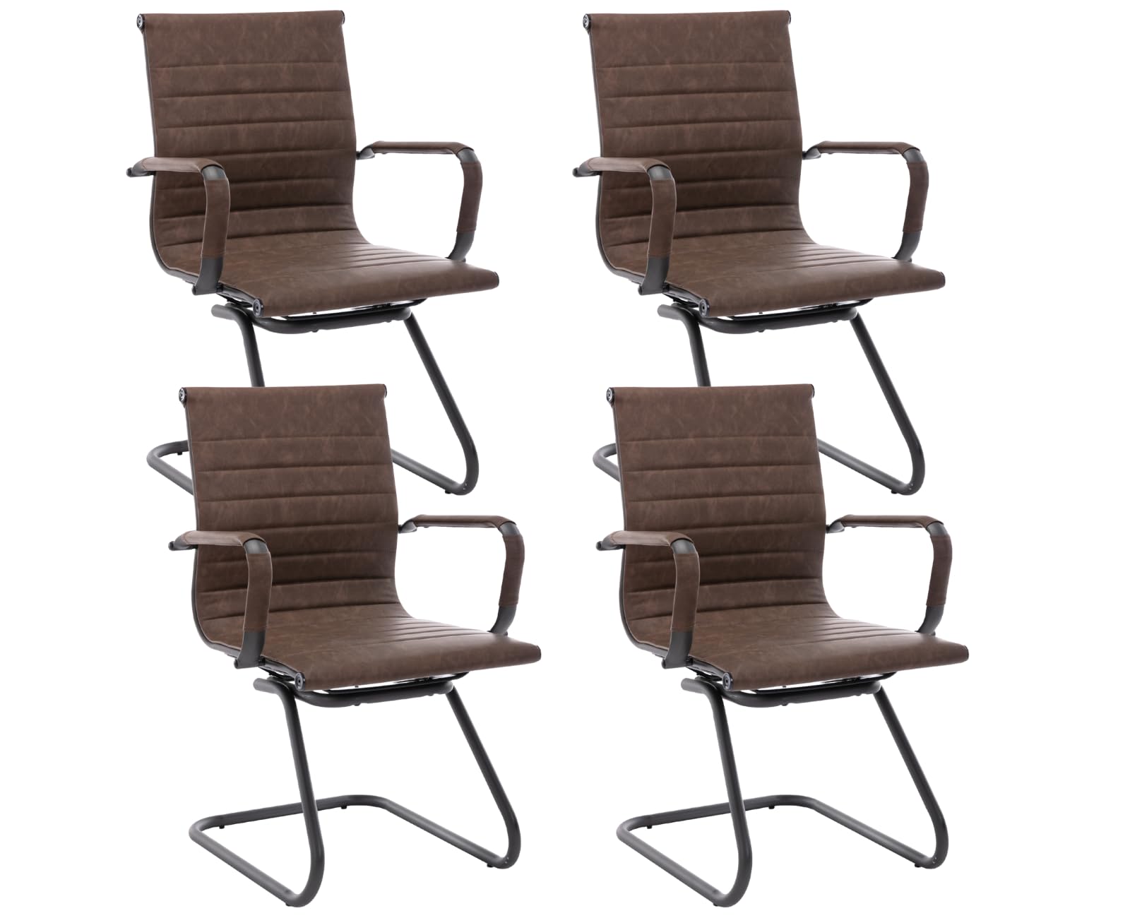 Cimota Waiting Room Chairs Set of 4 Leather Office Guest Chair Mid Back Reception Chairs with Sled Base for Meeting/patient/conference Room,