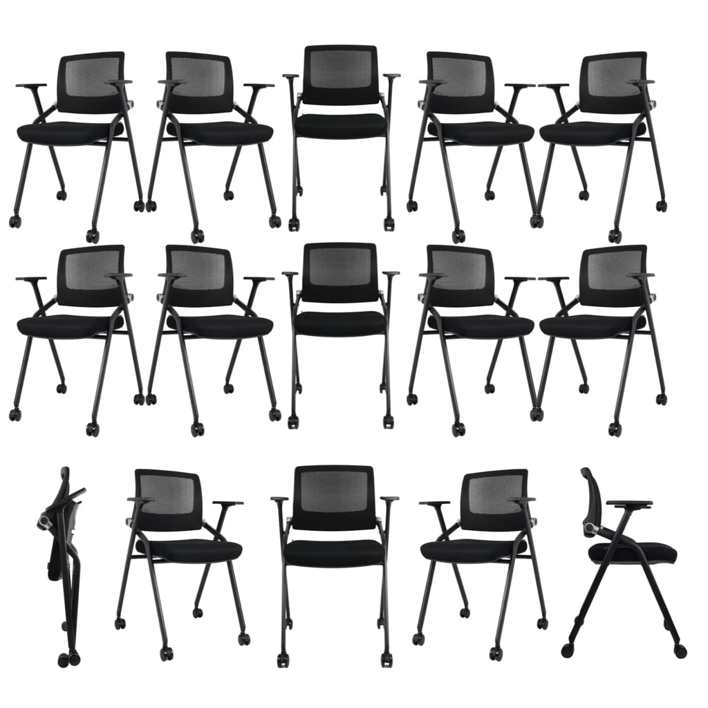 30 Pack Foldable Office Chairs with Wheels, Mesh Back, Arms and Portable - Folding Office Chairs Stackable for Conference Room Chair, Office