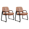 Clatina Big & Tall 500 Lbs Waiting Room Chairs with Padded Armrests and Sled Base, Leather Stationary No Wheels Office Guest Chair for
