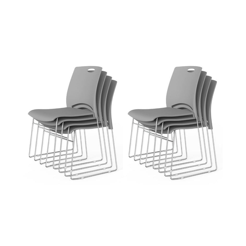 Vingli Stacking Chairs Set of 8 Stackable Office Chairs with Metal Sled Base, Ergonomic Plastic Seat, Stacking Chairs for Waiting Room Break