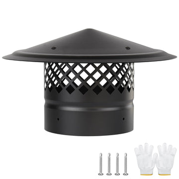 6 Inch Chimney Cap,Cone Top Chimney Cap with Screen,Wood Stove Pipe Cap 6" | Roof Rain Wood Stove Pipe Cover,Fireplace Exhaust Cover for Outside 6 inch Stove Pipe Cap-Galvanized Steel,Better Airflow