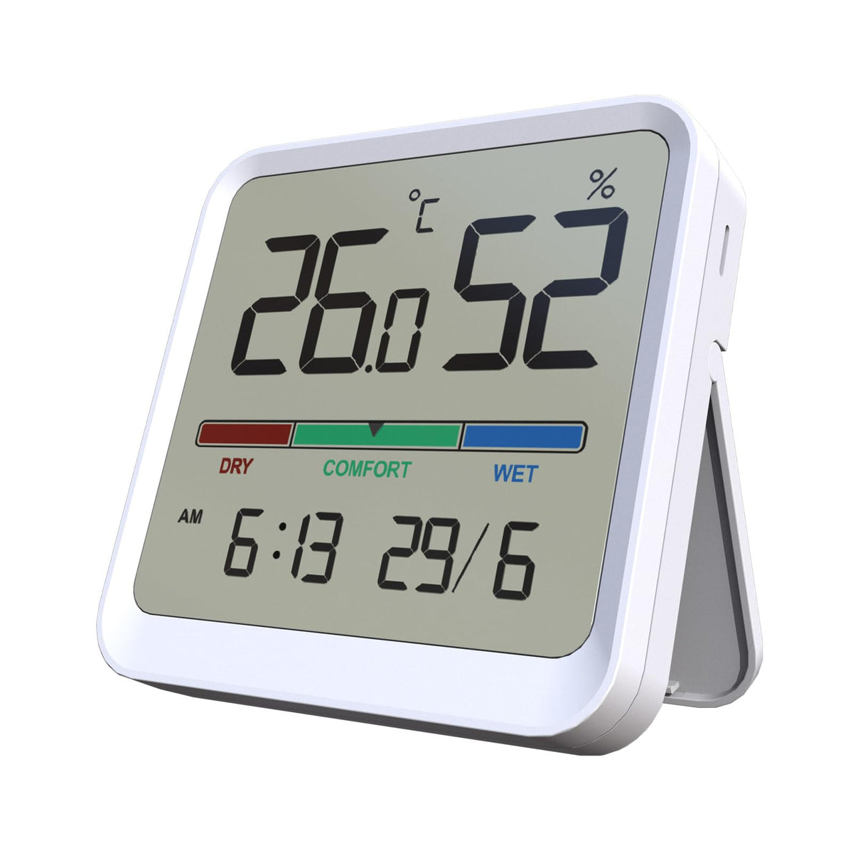 Temtop Indoor Thermometer Hygrometer, Precision Digital Temp/Humidity Monitor with Magnet & 3M Sticker, Date & Time, Wall/Magnet/Stand Mount, for Home, Office, Nursery, T1-SE