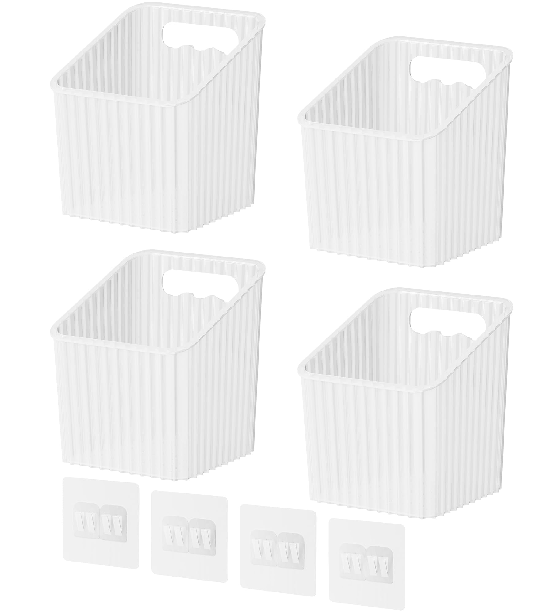 NiHome 4-Pack Plastic Wall Mount Storage Caddy for RV/Camper Storage and Organization, Self Adhesive Cabinet Door Organizer for Bathroom/Kitchen, Camper Must Haves & Small Item Organization
