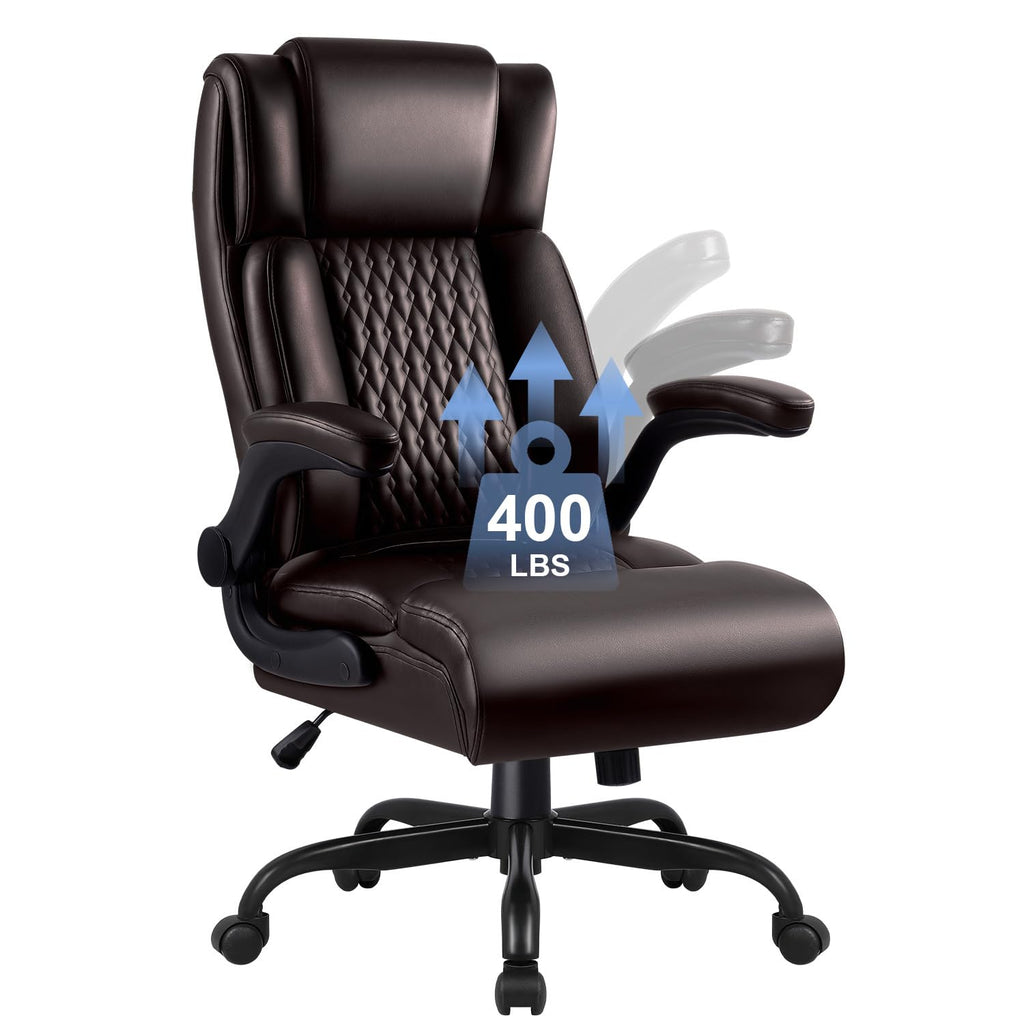 Vendorz Office Chair, Big and Tall 400lbs Heavy Duty Executive Office Desk Chair with Flip-up Armrest, Ergonomic Swivel High Back Office Chairs