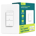 Smart Ceiling Fan Control and Dimmer Light Switch, Neutral Wire Needed, TREATLIFE 2.4Ghz Single Pole Wi-Fi Fan and Light Switch Combo, Works with Alexa, Google Home and SmartThings, Remote Control