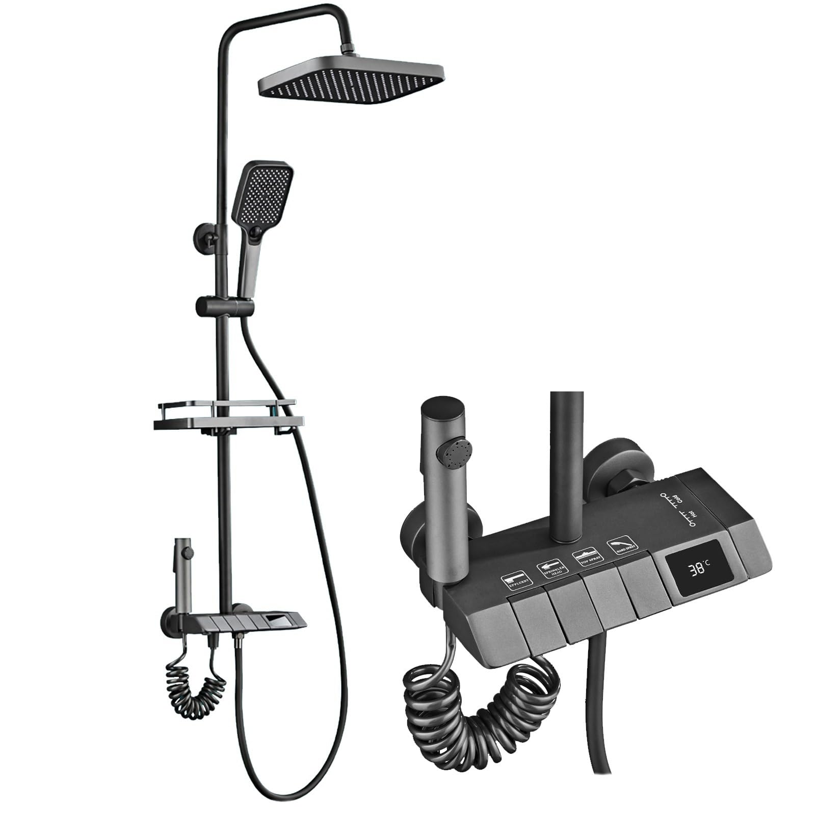 Shower Faucet Set Exposed Shower System Fixture Set Bathroom Shower Faucet Combo Unit Set Dual Function