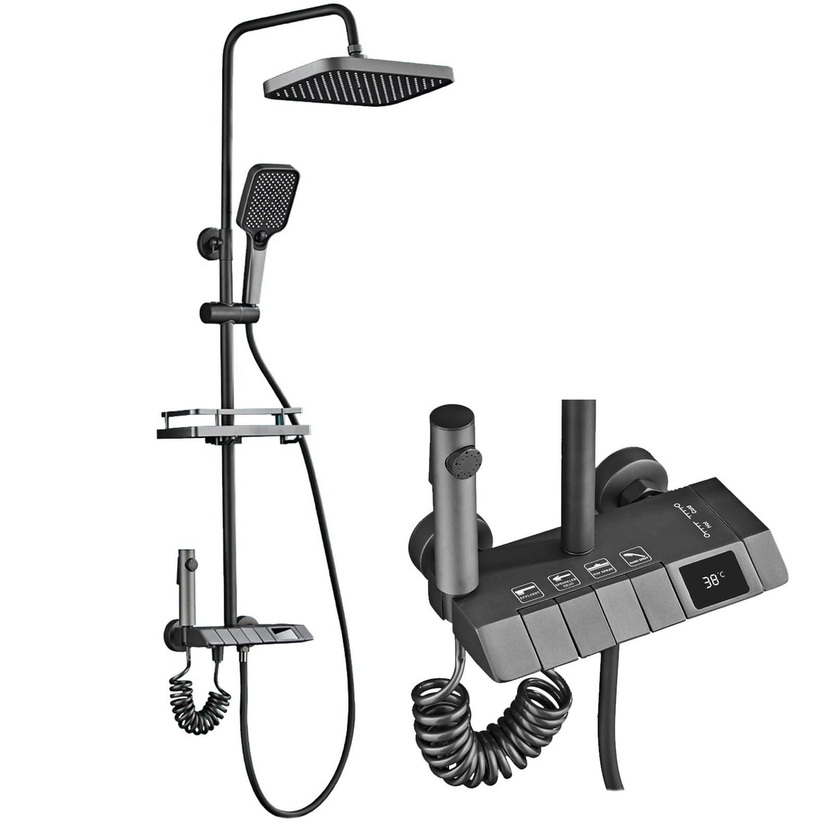Shower Faucet Set Exposed Shower System Fixture Set Bathroom Shower Faucet Combo Unit Set Dual Function
