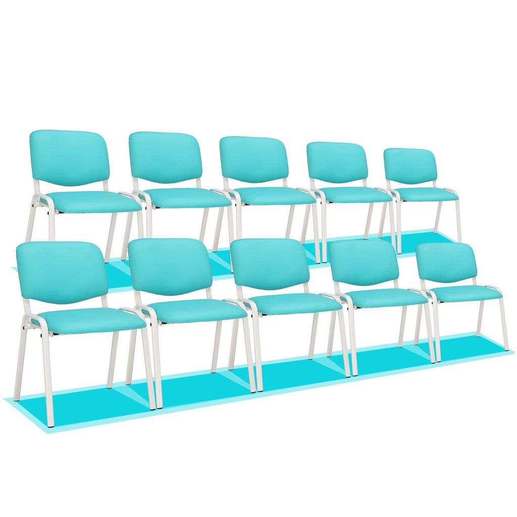 Vingli 10-pack Waiting Room Chairs, Stackable Chair for Office, Pu-blue