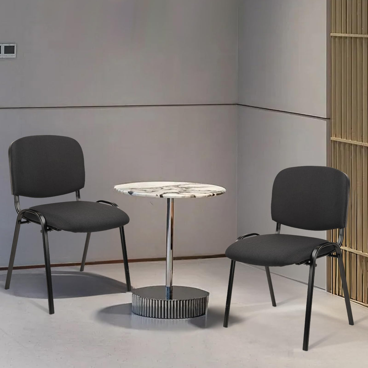 Clatina Stackable Waiting Room Chairs, Cloth Fabric Guest Reception Chair with Upholstered Thickene Seat and Back Support, Stacking Chair Metal