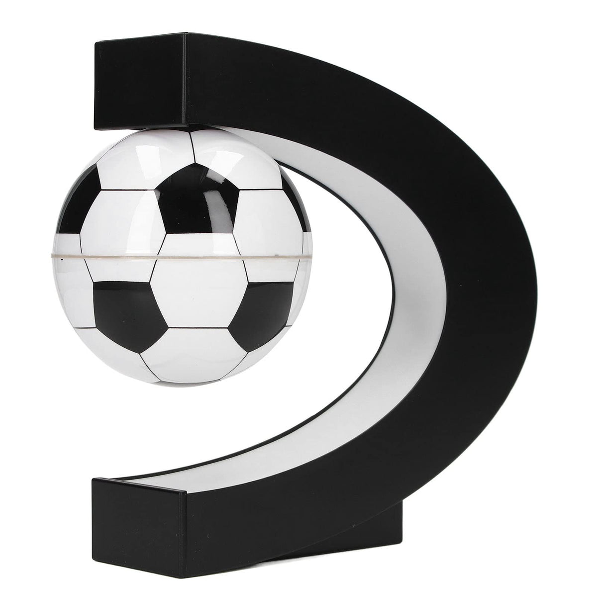 Magnetic Levitation Soccer Ball, Levitating Ball with C Shaped Shelf, Levitating Display Soccer with LED Lights for Men's Gift, Cool Decor (US Plug)