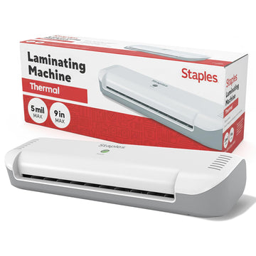 Staples 9-Inch Thermal Laminator Machine, Fast Warm-Up, Jam-Free Technology, Laminates Letter/ID/Photo Size, White/Gray