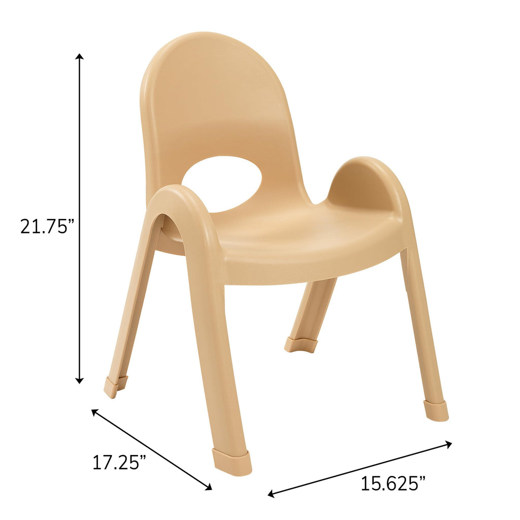 Children’s Factory Value Stack 11" Child Chair, Natural Tan, 2 Pack, Stackable Ergonomic Seating Solution for Classrooms and Homeschools