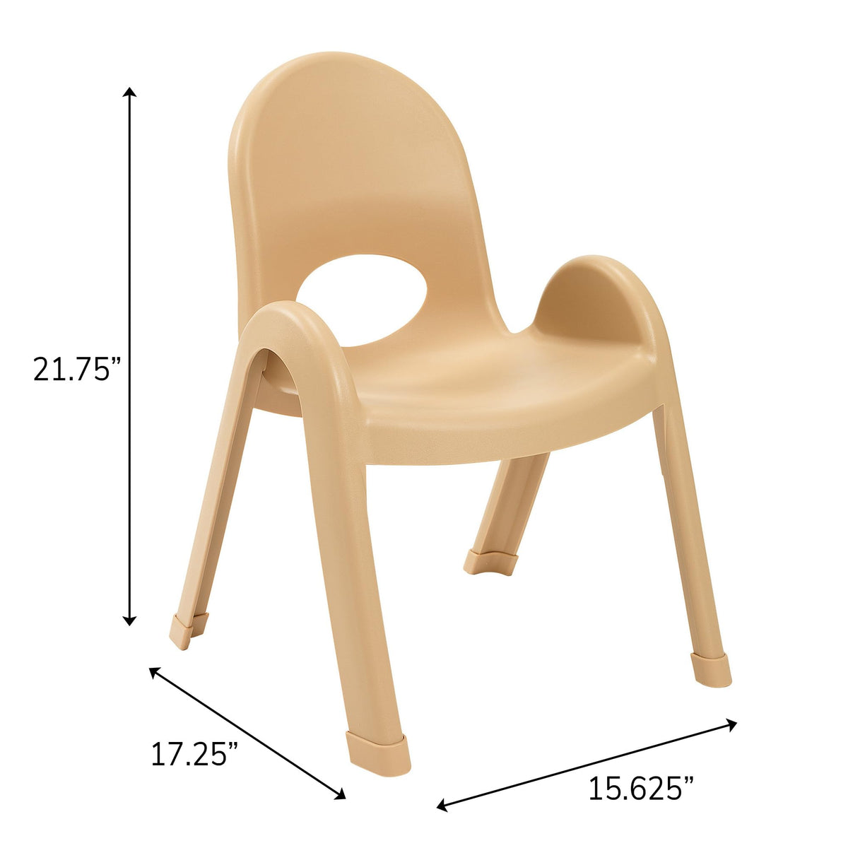 Children’s Factory Value Stack 11" Child Chair, Natural Tan, 2 Pack, Stackable Ergonomic Seating Solution for Classrooms and Homeschools