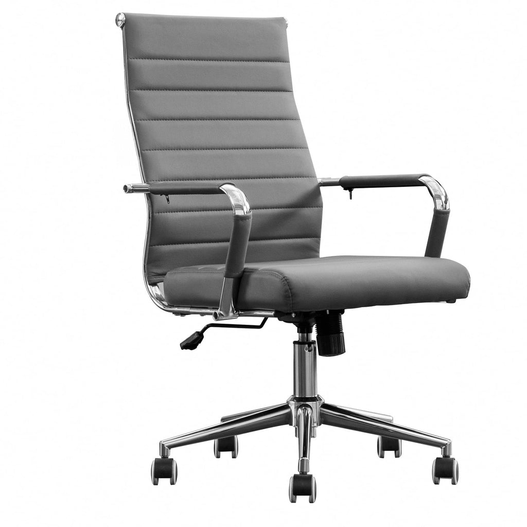 Bowthy Home Office Chair Ribbed, Modern Leather Conference Waiting Room Chairs,ergonomic Office Desk Chair, High Back Executive Computer Chair,