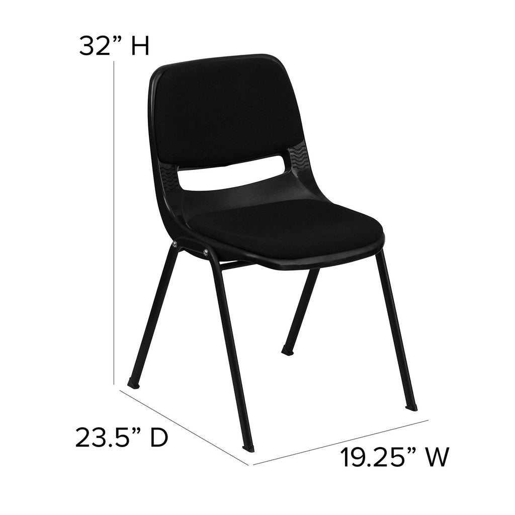 Flash Furniture Hercules Ergonomic Stack Chair, Black, Set of 1, Black Padded