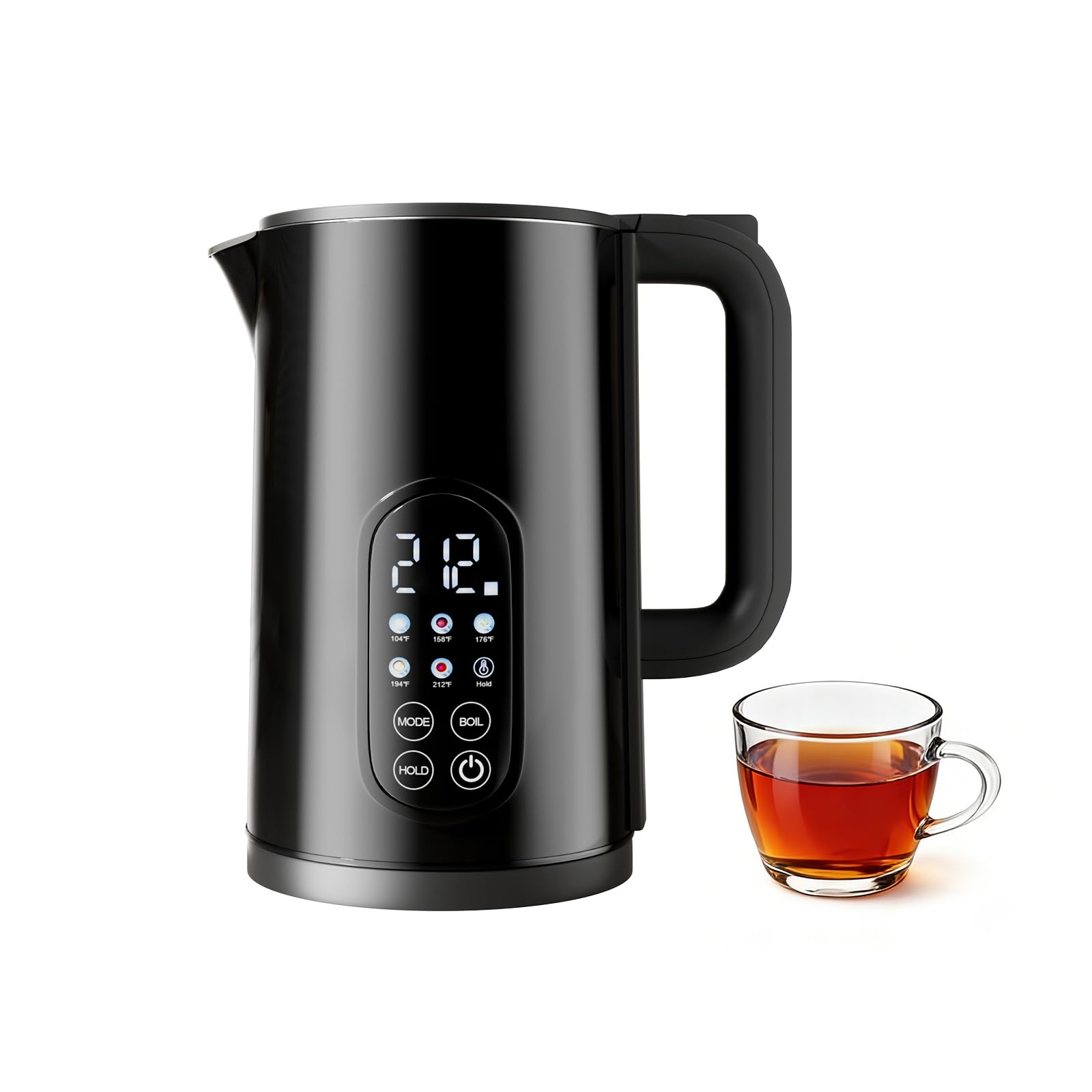 Electric Kettle with Temperature Control, 1.7L Hot Water Kettle for Tea, Coffee & Daily Use, 5 Presets, 2H Keep Warm, Stainless Steel Interior, Auto Shut-Off, Cordless Electric Tea Kettle, Black