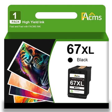 Printer Ink 67XL 67 Black Ink Replacement for HP Ink 67 Black Ink Remanufactured for DeskJet 2700 2700e 2755e 2755 4155e Envy 6055e 6055 6000 6400 6455e 6475 6452 6458 (1 Pack)