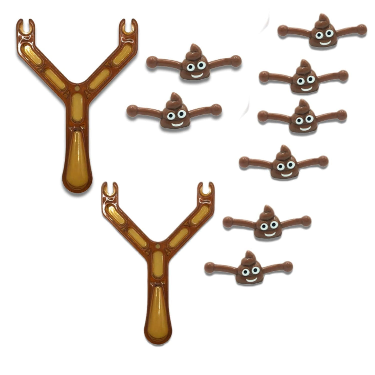 2 Pcs Catapult Poo Slingshot with 10 Pcs Bullets - Funny Slingshot Ornament for Teen and Adults - Stress Relief and Shooter Game - Finger Flicker Flying - Novelty Great Easter Egg Filler