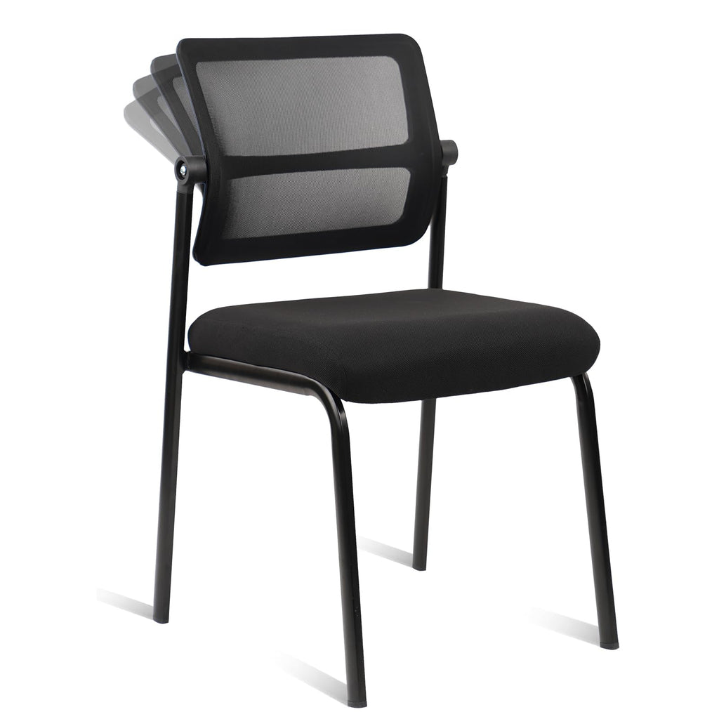 Clatina Stacking Armless Office Waiting Room Chair with Adjustable Backrest, Stackable Mesh Guest Reception Desk Chairs with Ergonomic Lumbar