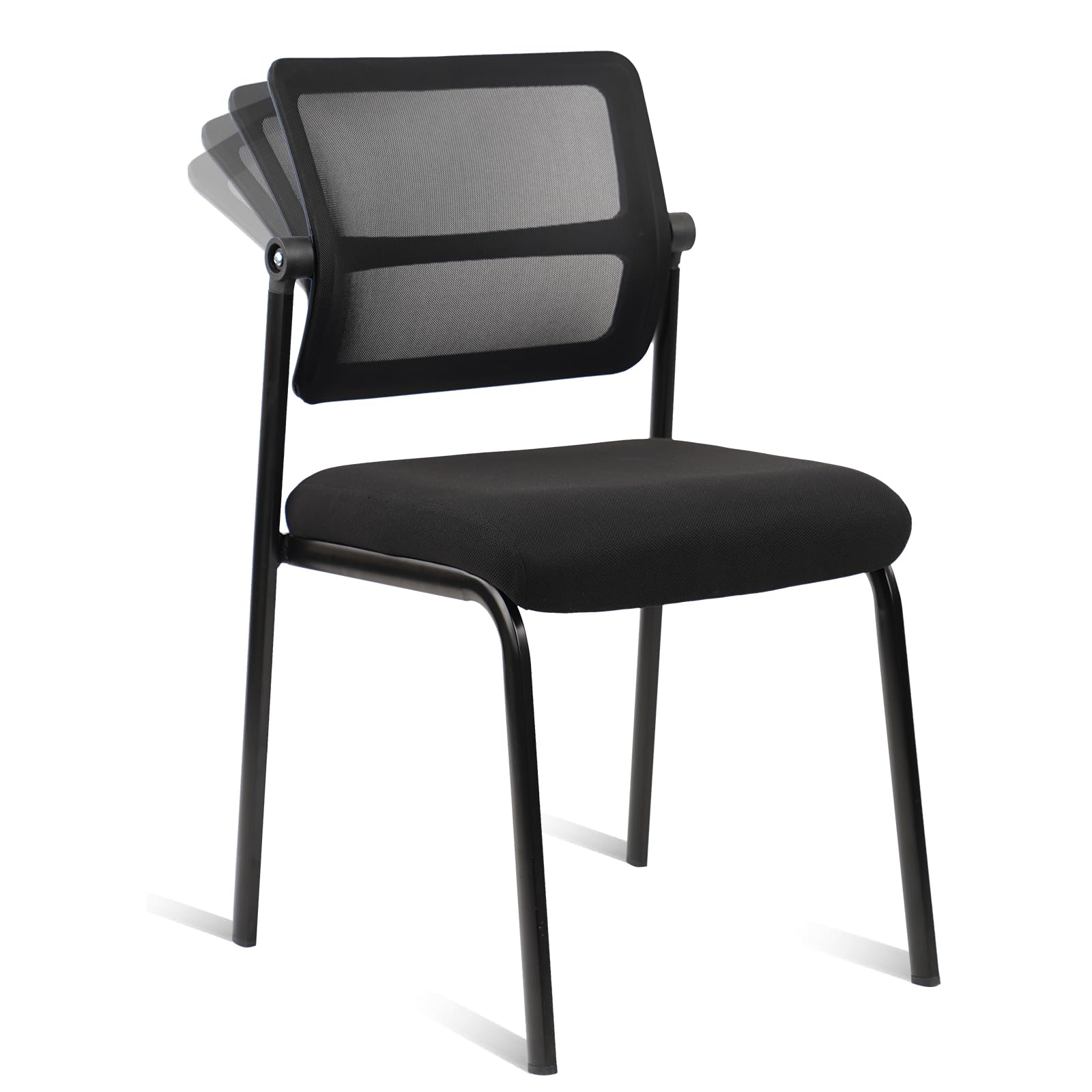 Clatina Stacking Armless Office Waiting Room Chair with Adjustable Backrest, Stackable Mesh Guest Reception Desk Chairs with Ergonomic Lumbar
