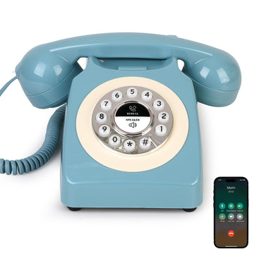 Bluetooth Landline Phone with Handset and Speakerphone, Retro Bluetooth Home Phone, Classic Bluetooth Desk Phone, Cordless Bluetooth Telephone with USB Rechargeable