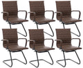 Cimota Waiting Room Chairs Set of 6 Leather Office Guest Chair Mid Back Reception Chairs with Sled Base for Meeting/patient/conference Room,