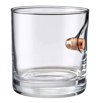 BenShot Rocks Glass with Real 0.45ACP Bullet - 11oz | Made in the USA [Set of 2]