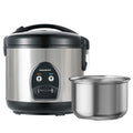 5-Cup Uncooked Rice Cooker, Electric One-Touch for Asian Japanese Sushi, Stainless Steel Inner Pot with Removable Lid & Steamer, Automatic Keep Warm, Silver