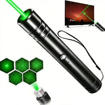 Green Laser Pointer Pen - Rechargeable Laser Beam, USB Charging for Hiking, Presentations & Outdoor Use