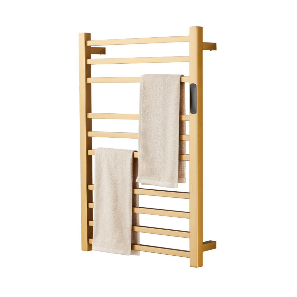 Heated Towel Rack Gold, 10 Bars Towel Warmer Rack for Bathroom Wall Mounted, Timer & Temperature Control Electric Towel Drying Rack, Hardwired