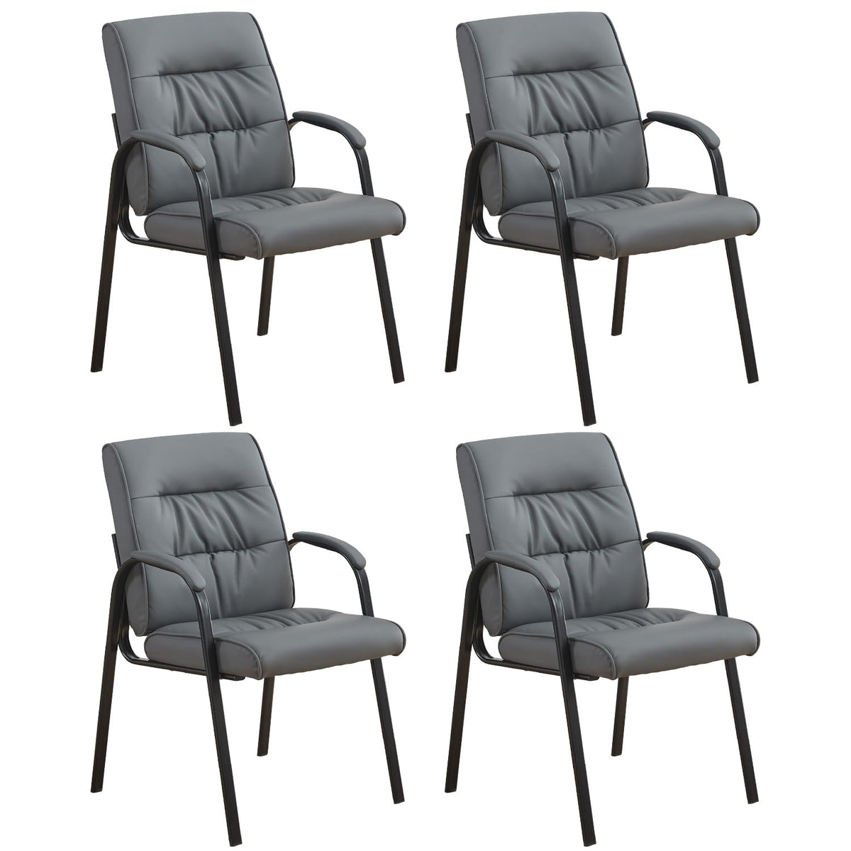 Boiskom Office Guest Reception Chair Set of 4, Conference Room Chairs Waiting Room Chairs 4 Pack, Modern Leather Office Desk Chair No Wheels.
