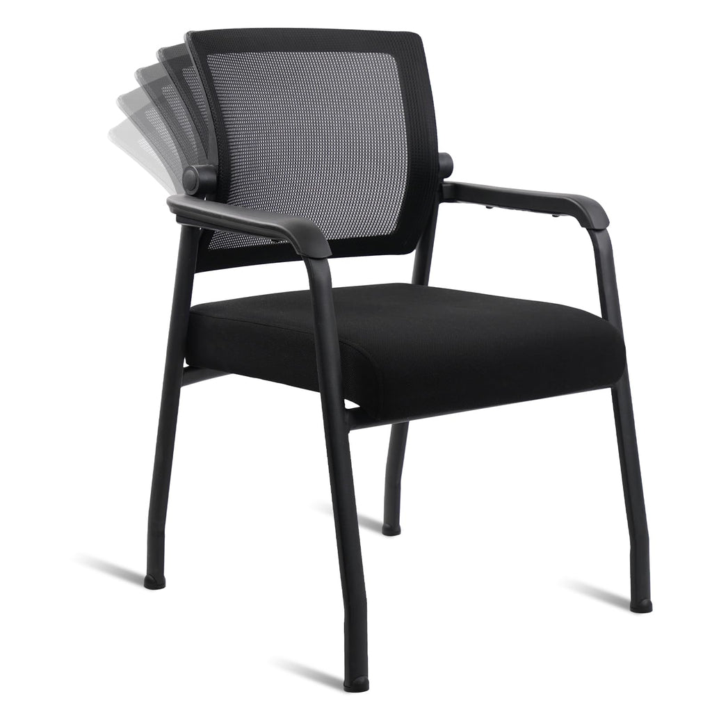 Klasika Desk Chair No Wheels with Adjustable Mesh Backrest, Arm Chair with Ergonomic Lumbar Support and Thickened Seats Cushion, Waiting Room